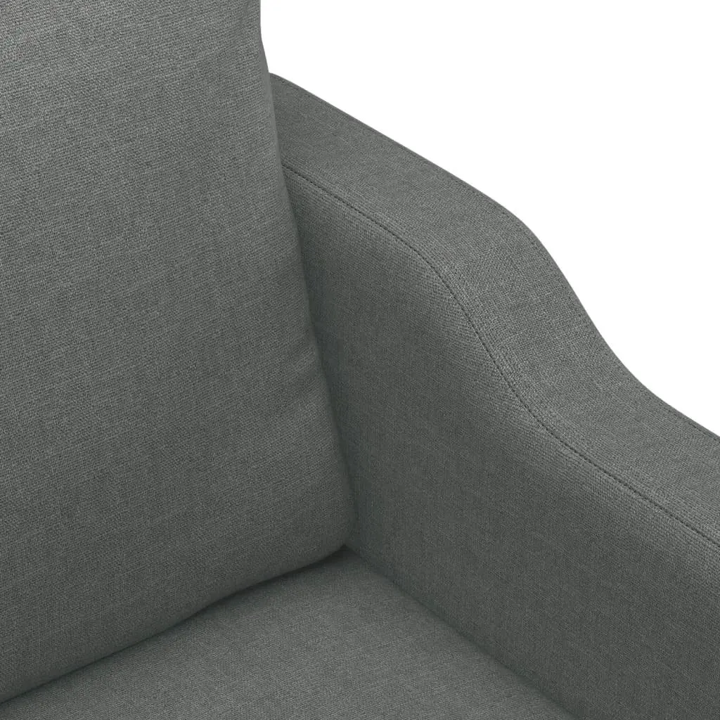4 Piece Sofa Set Grey Fabric Lounge Suite with Pillows Footstool Living Room
