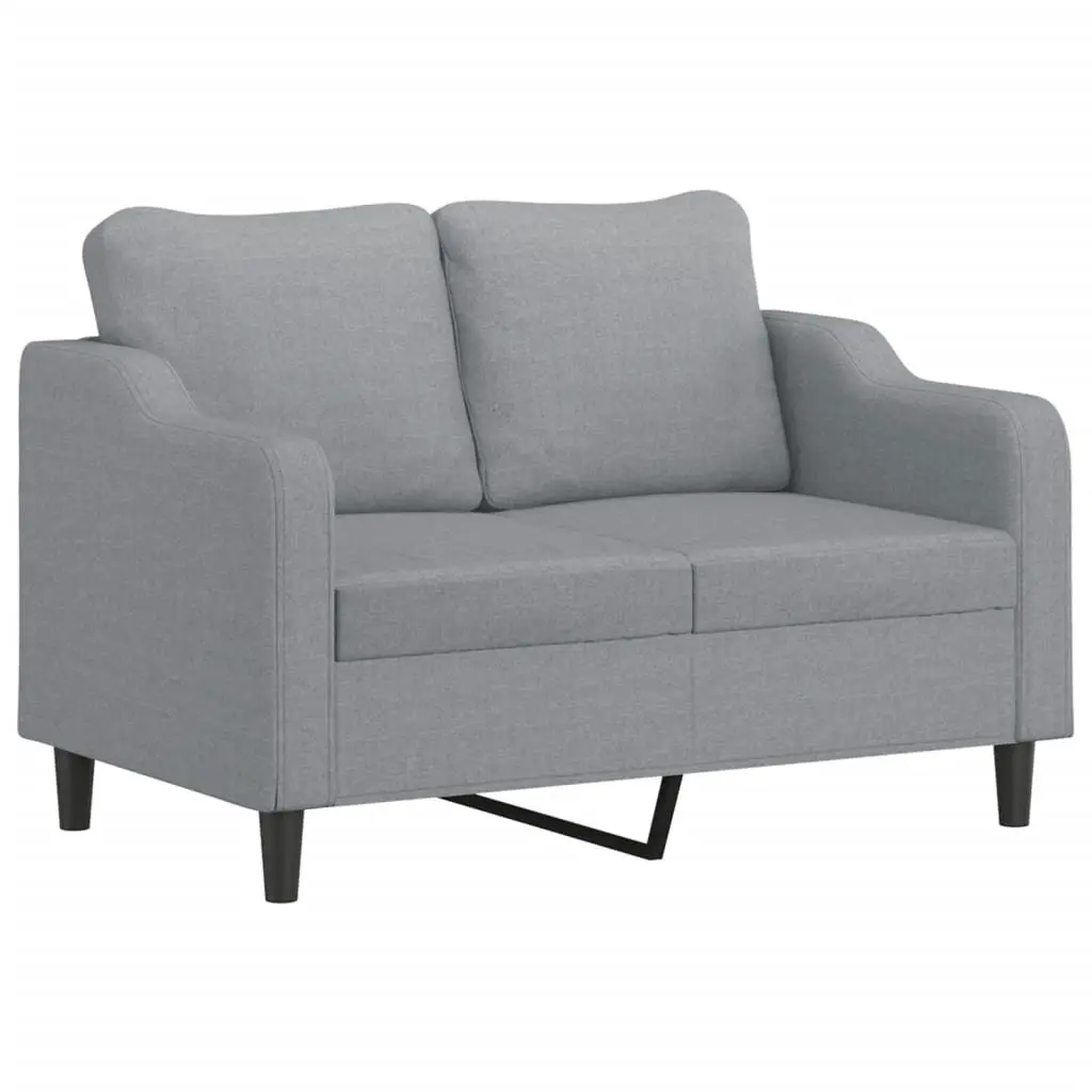 Grey Fabric Sofa Set 3 Piece Lounge with Cushions and Footstool for Living Room