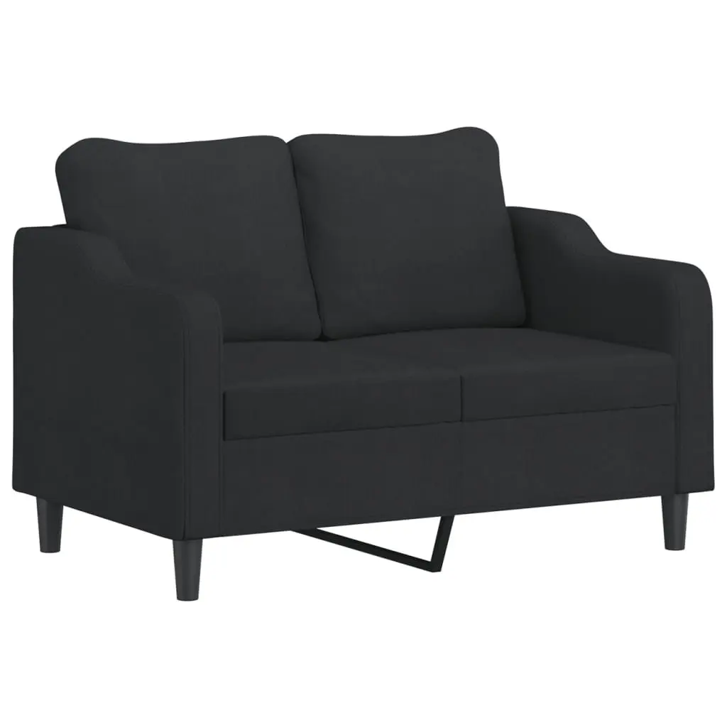 Sofa Set Black Fabric Living Room Couch 2 Piece with Pillows