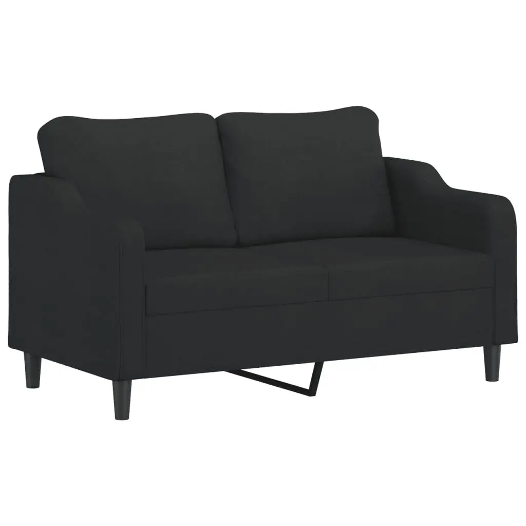 Sofa Set Black Fabric Living Room Couch 2 Piece with Pillows