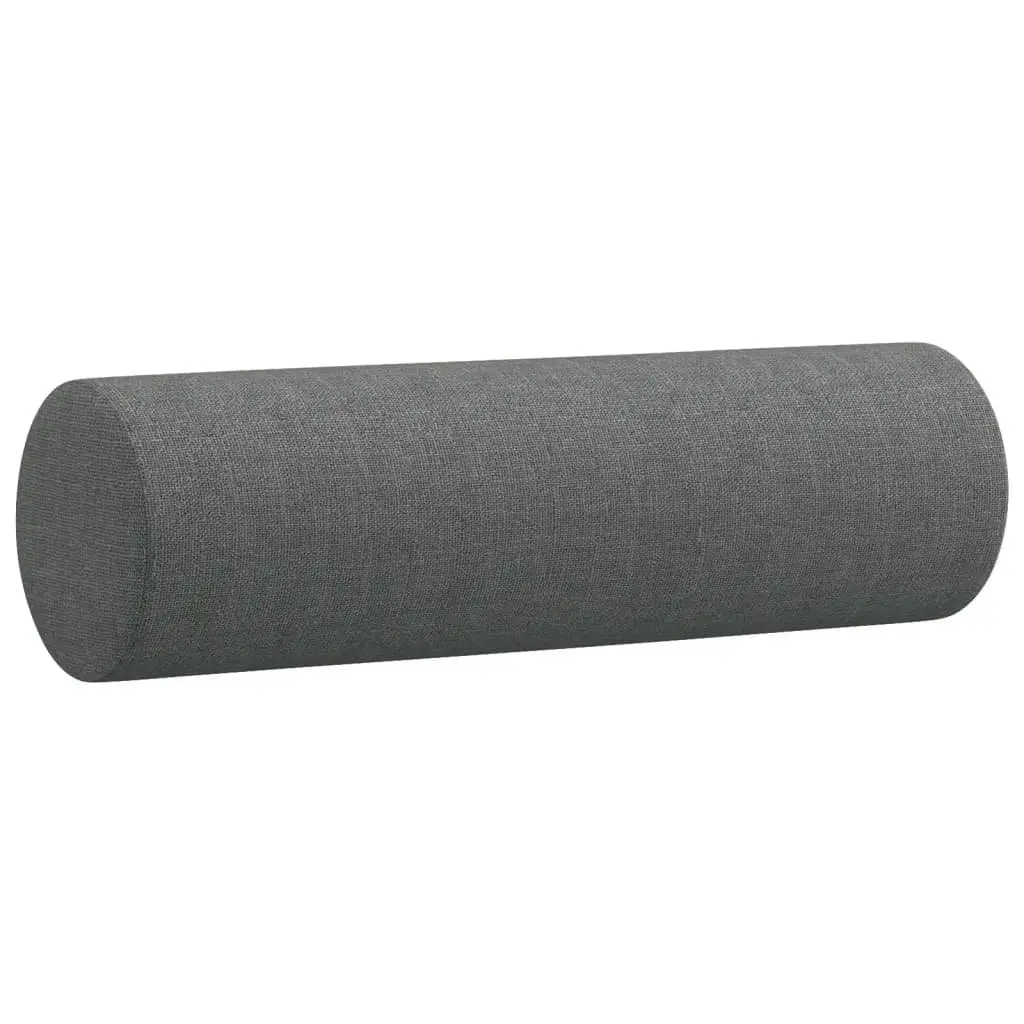 3 Piece Sofa Set Relaxing Footstool Padded Armrests Cylinder Pillows Grey Fabric