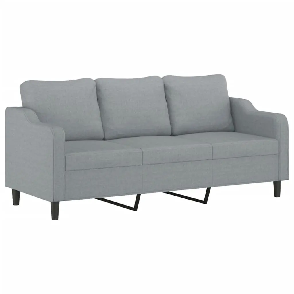 2 Piece Sofa Set Grey Fabric Lounge Suite Comfortable Padded Seat Armrests Back