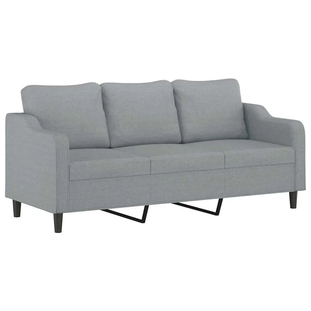 2 Piece Sofa Set Grey Fabric Living Room Lounge Suite with Pillows Comfortable