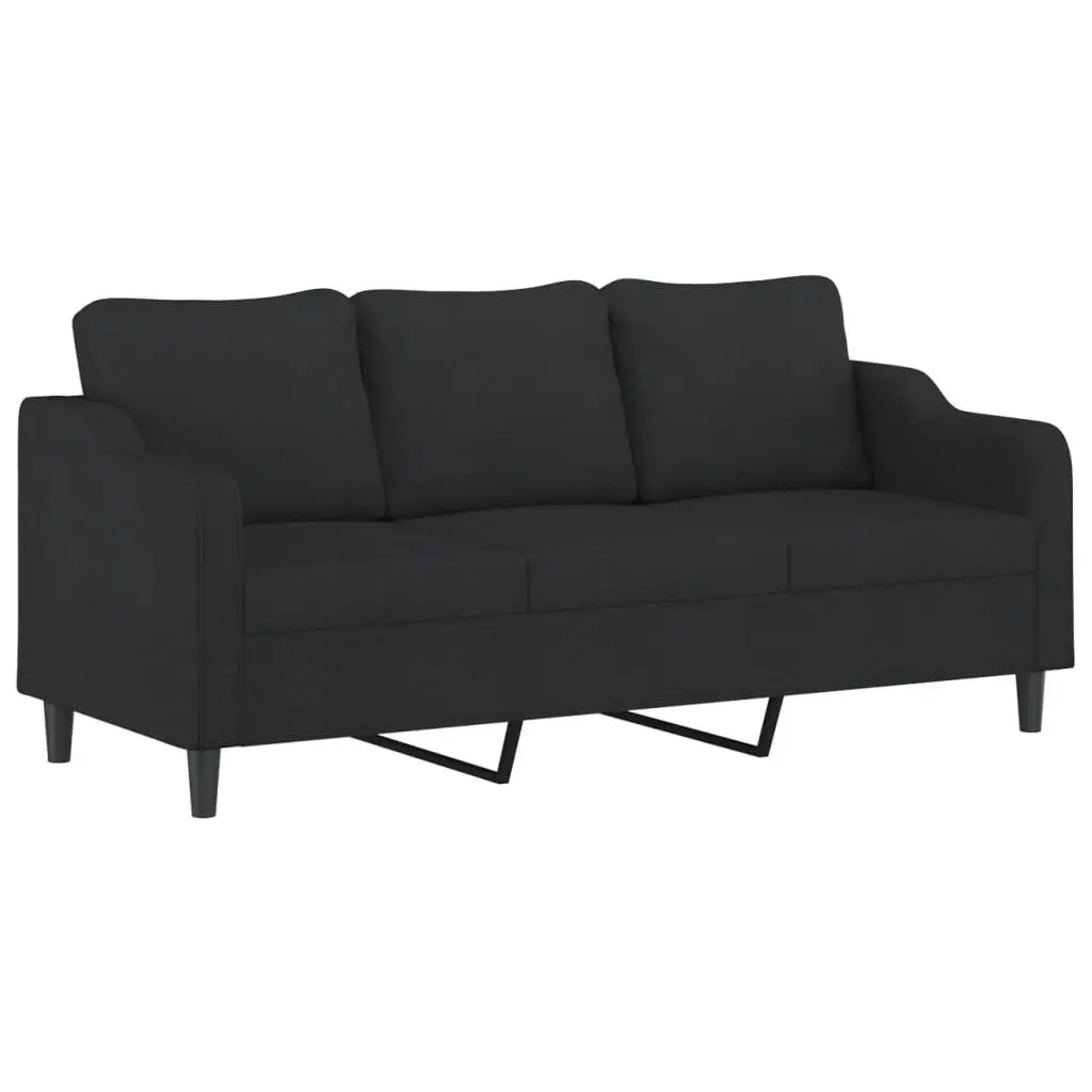 Sofa Set Lounge Suite 2 Piece Black Fabric Living Room Seating