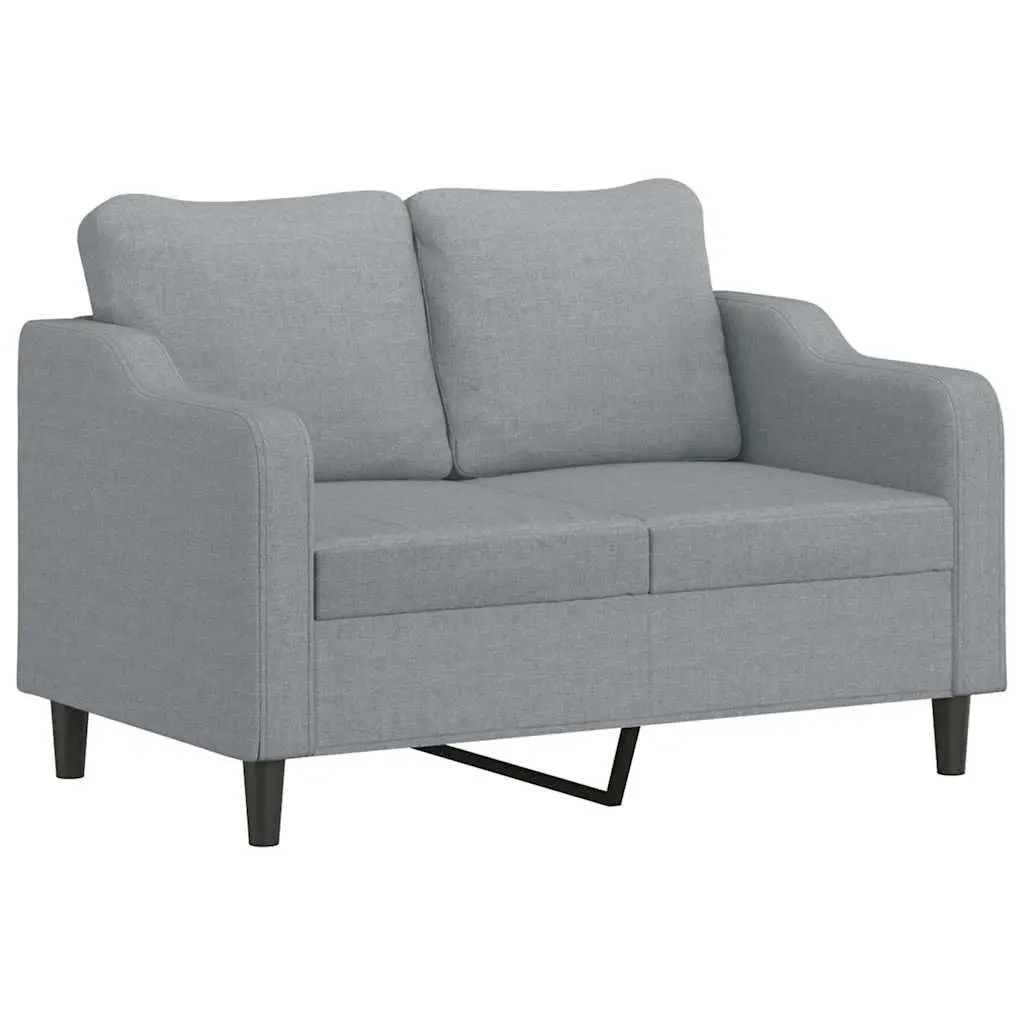 3 Piece Sofa Set Grey Fabric Living Room Lounge Footstool Pillows