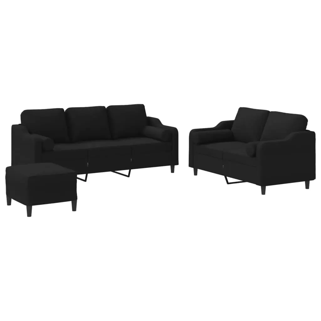 Black Fabric Sofa Set