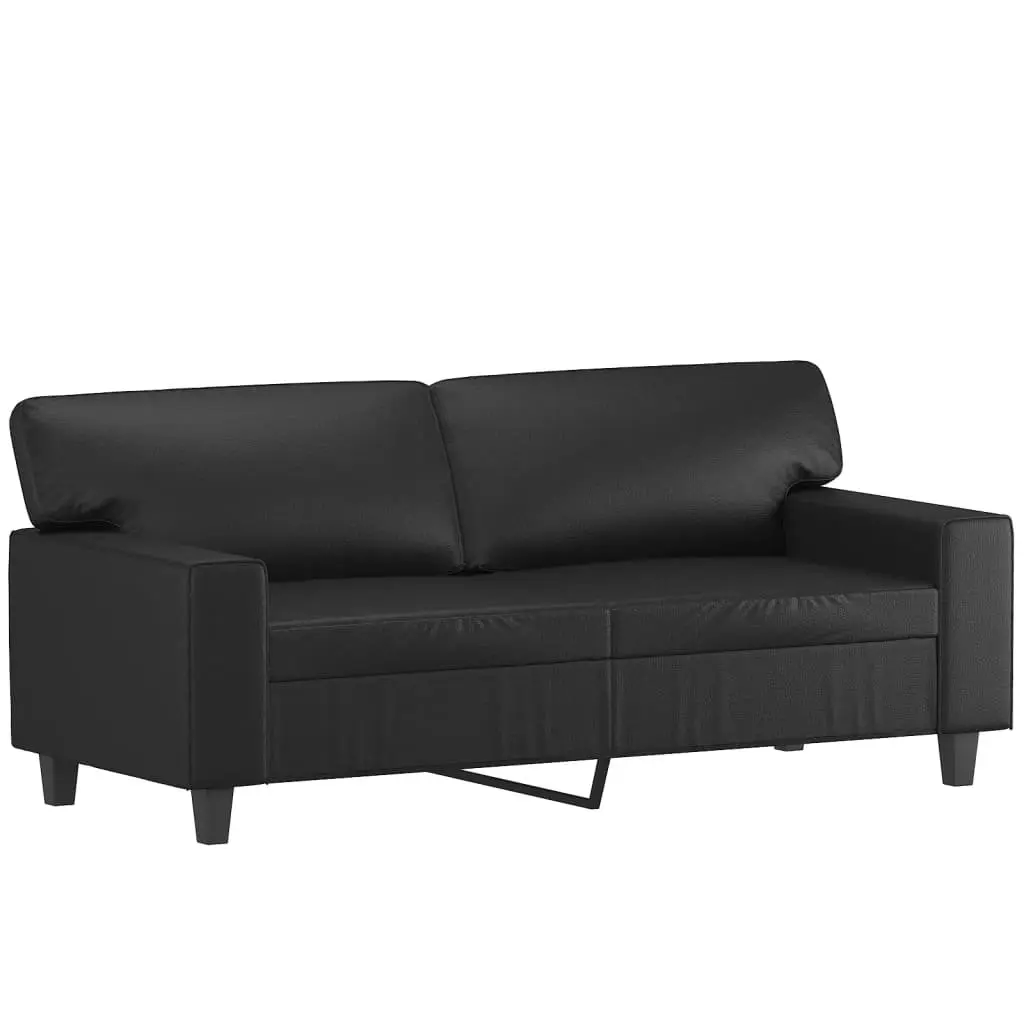 2 Piece Sofa Set Living Room Furniture Sectional Couch Black Faux Leather