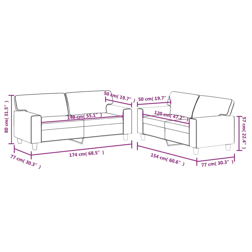 2 Piece Sofa Set Living Room Furniture Sectional Couch Black Faux Leather