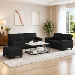 Comfort Meets Value in This Black Sofa Set