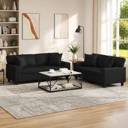 Comfortable 2 Piece Black Sofa Set with Value