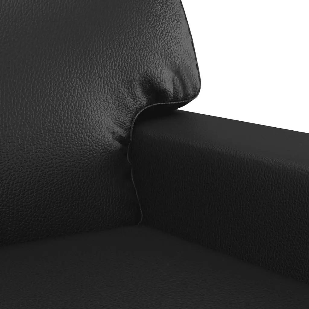 2 Piece Sofa Set Lounge Couch Black Faux Leather Seating Furniture