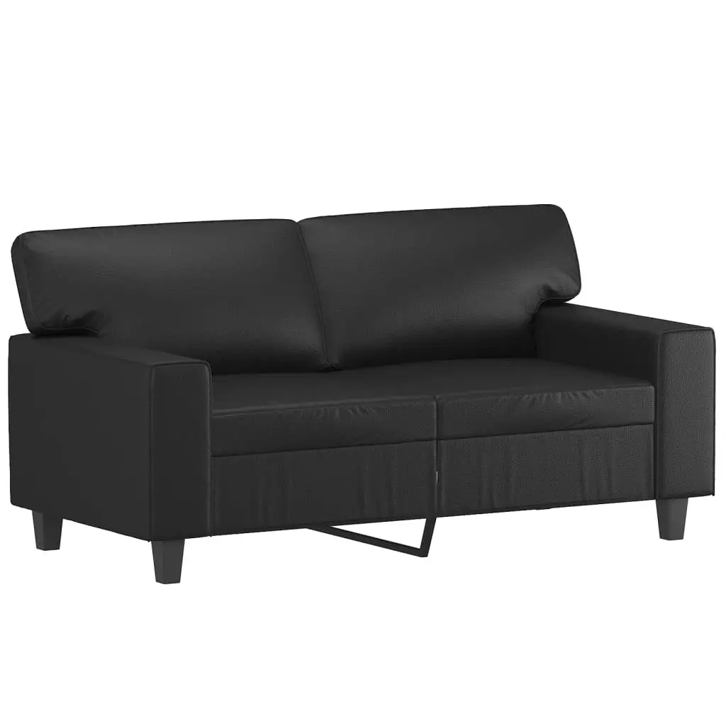 3 Piece Sofa Set Living Room Black Faux Leather