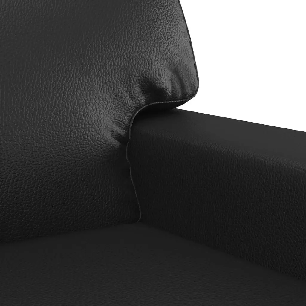 3 Piece Sofa Set Living Room Black Faux Leather