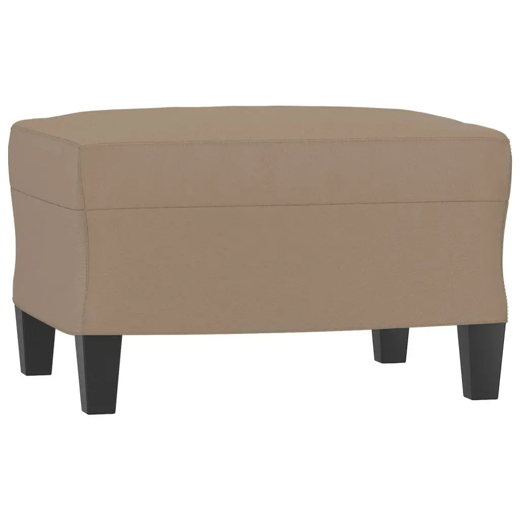 3 Piece Sofa Set Brown Faux Leather Lounge Suite with Pillows Footstool