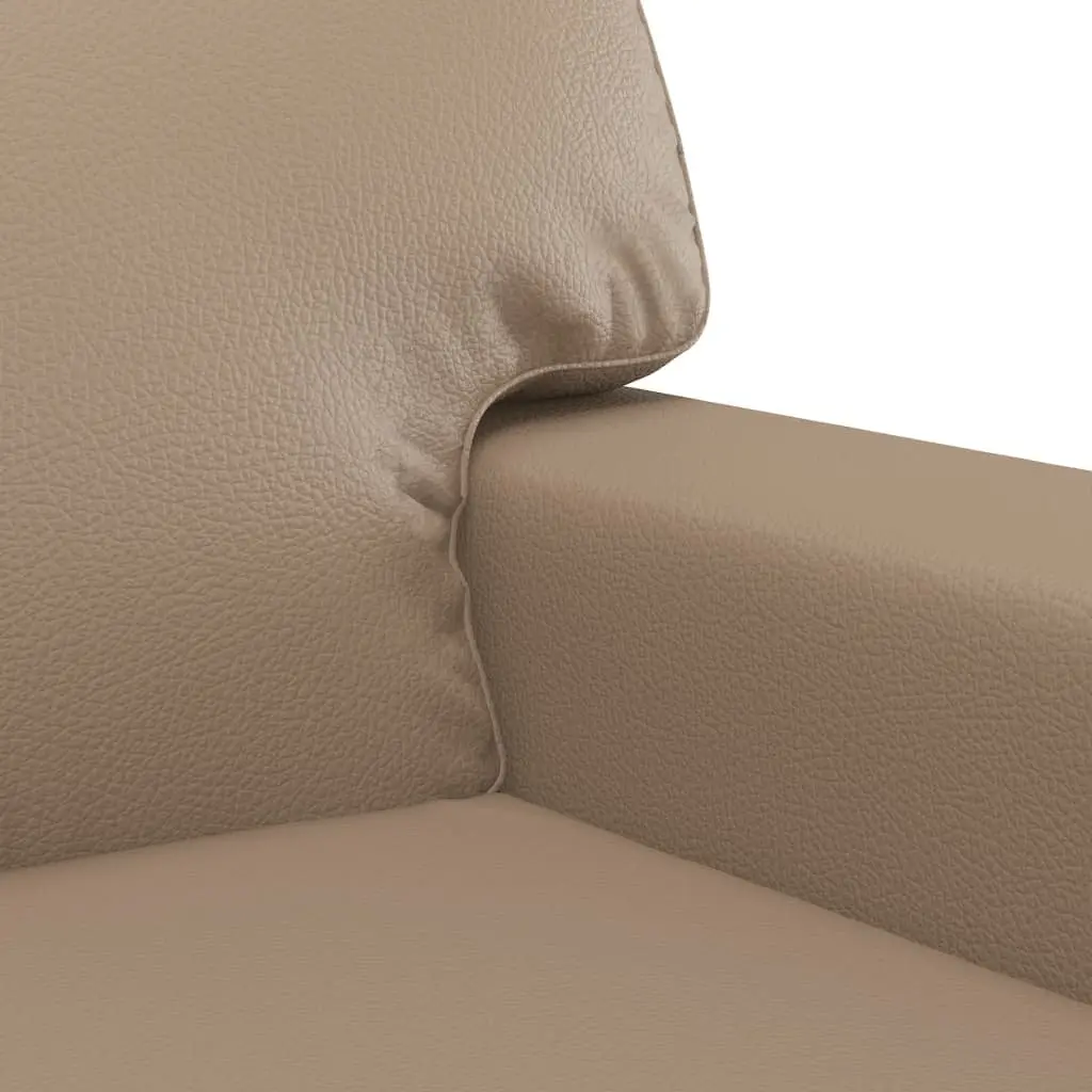 3 Piece Sofa Set Brown Faux Leather Lounge Suite with Pillows Footstool