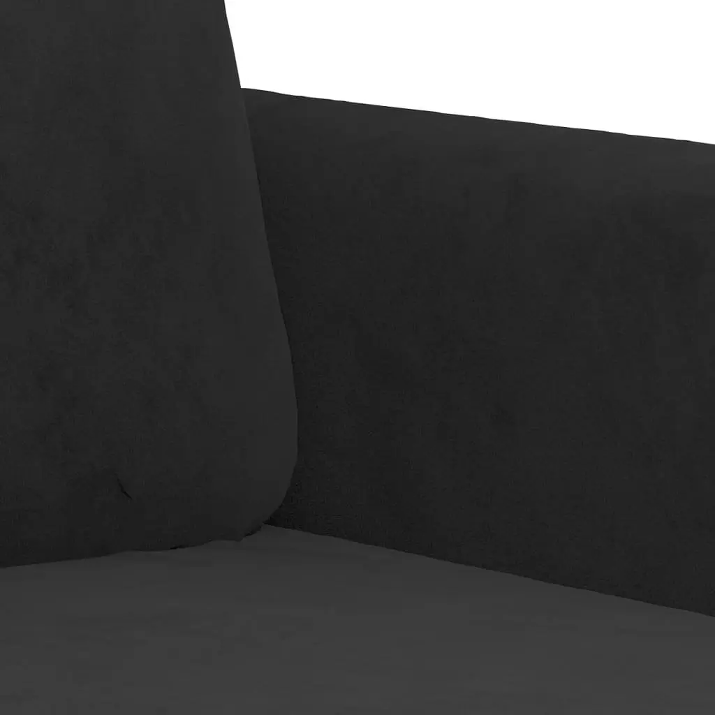 3 Piece Sofa Set Black Velvet Living Room Furniture Lounge Seating Suite