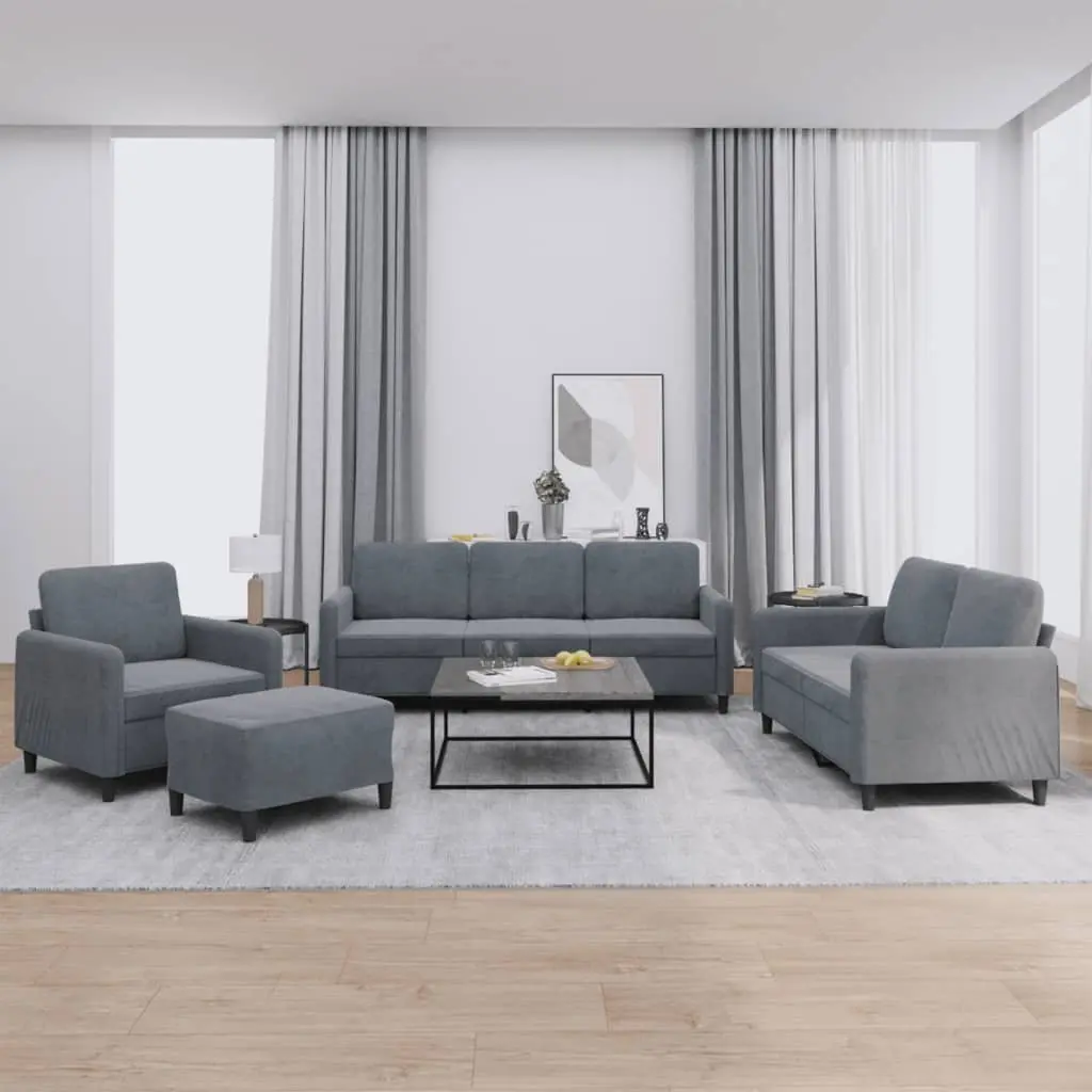 4 Piece Velvet Sofa Set