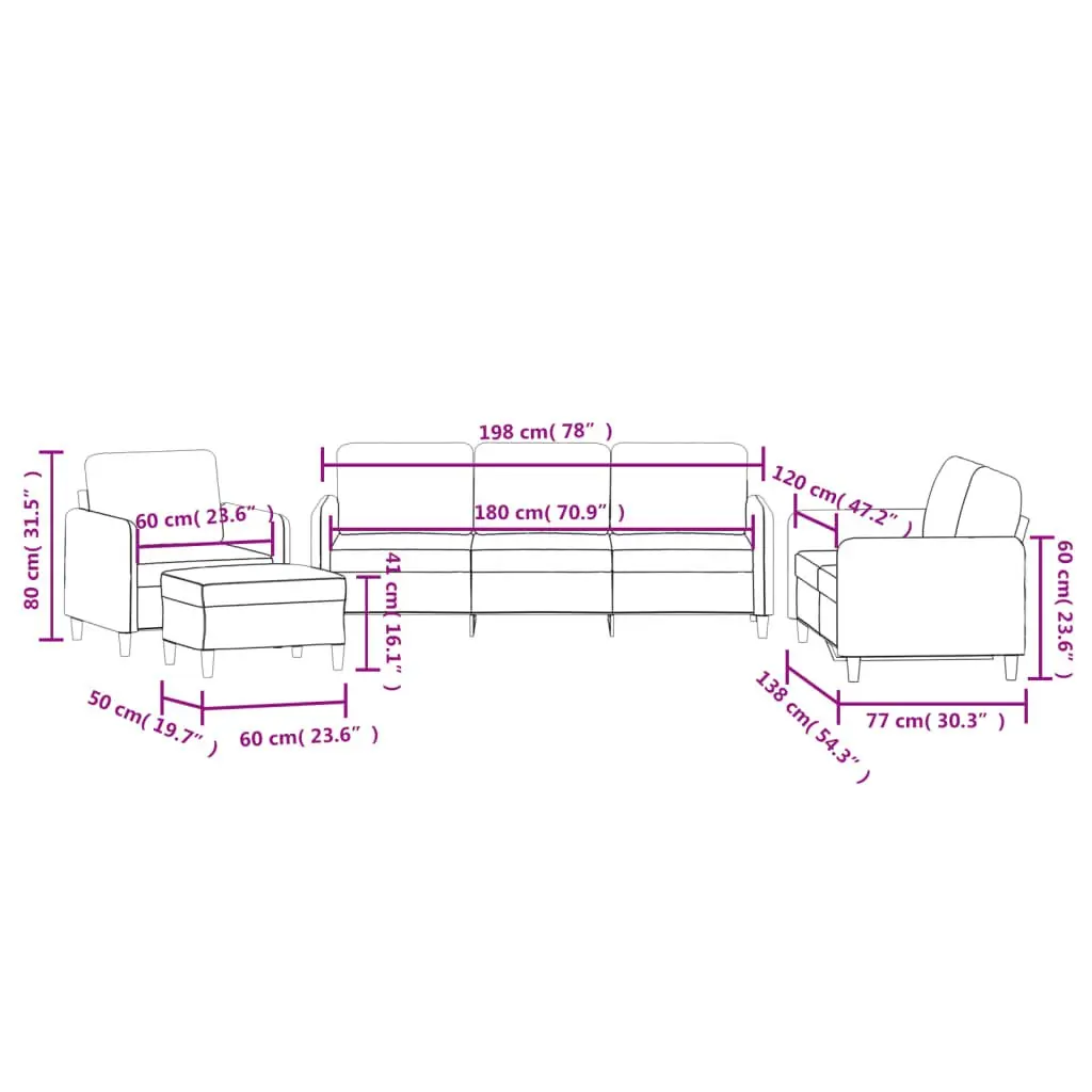 4 Piece Velvet Sofa Set