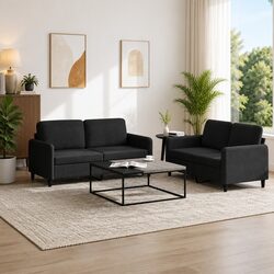 Affordable Comfort with Black Velvet Sofa Set