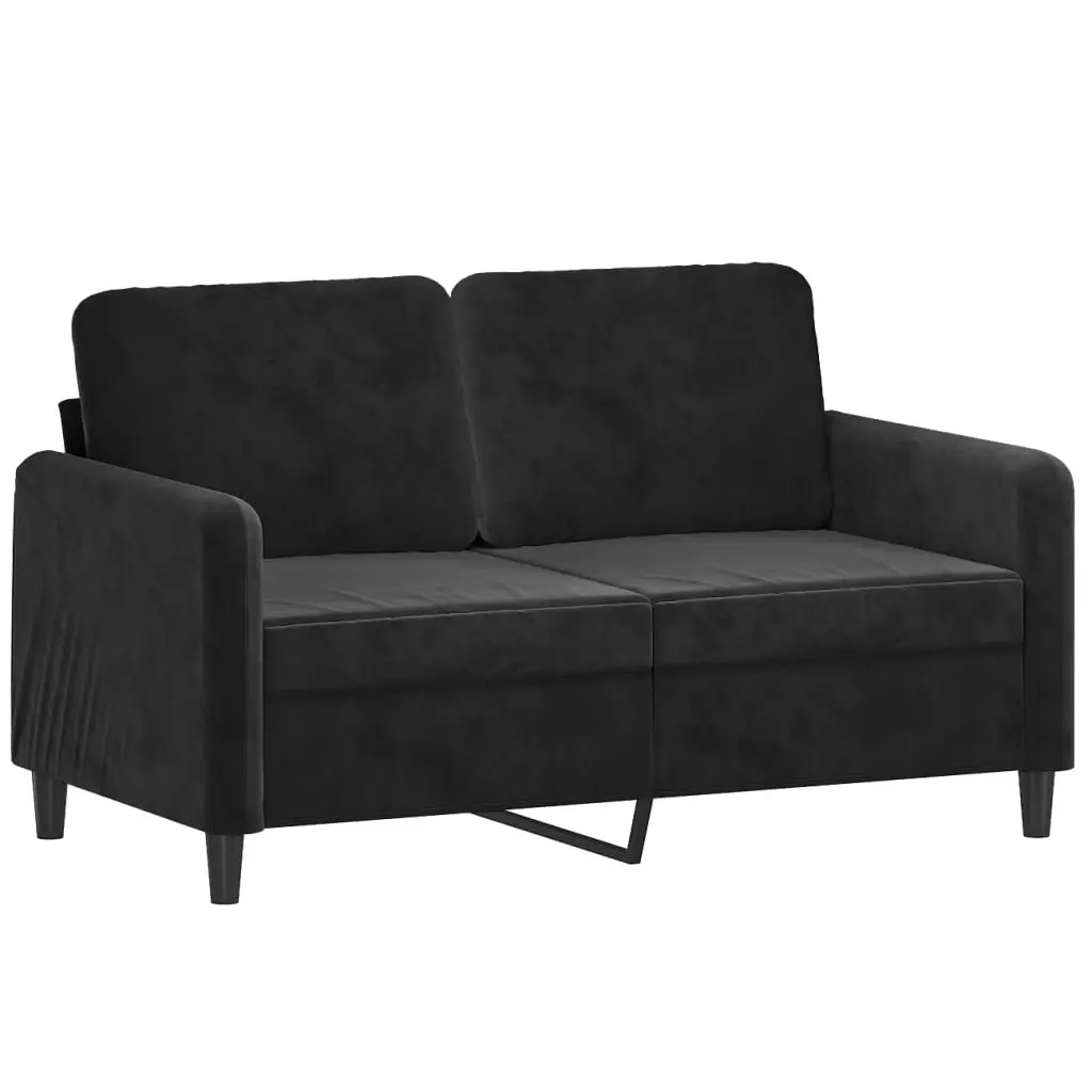 3 Piece Sofa Set Black Velvet Lounge Suite Living Room Furniture