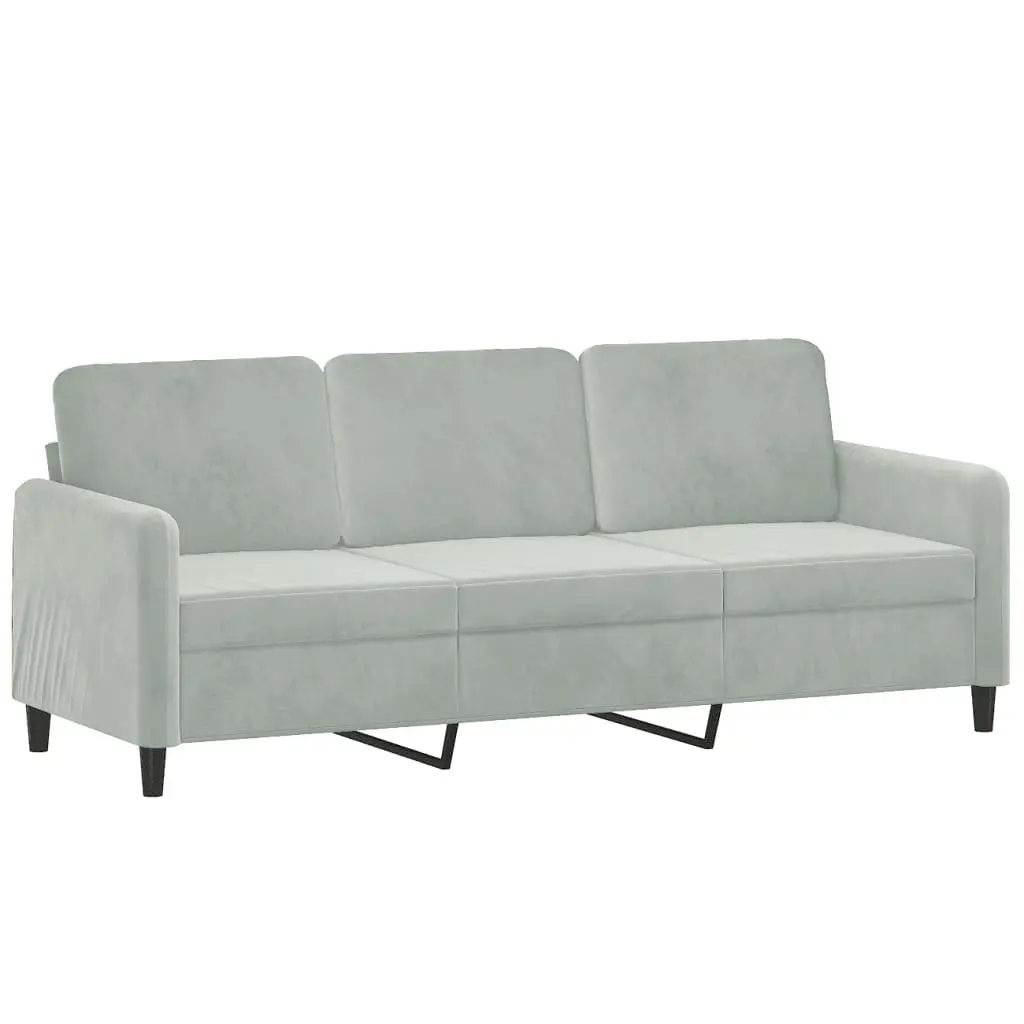 Sofa Set Light Grey Velvet Couch for Living Room 2 Piece
