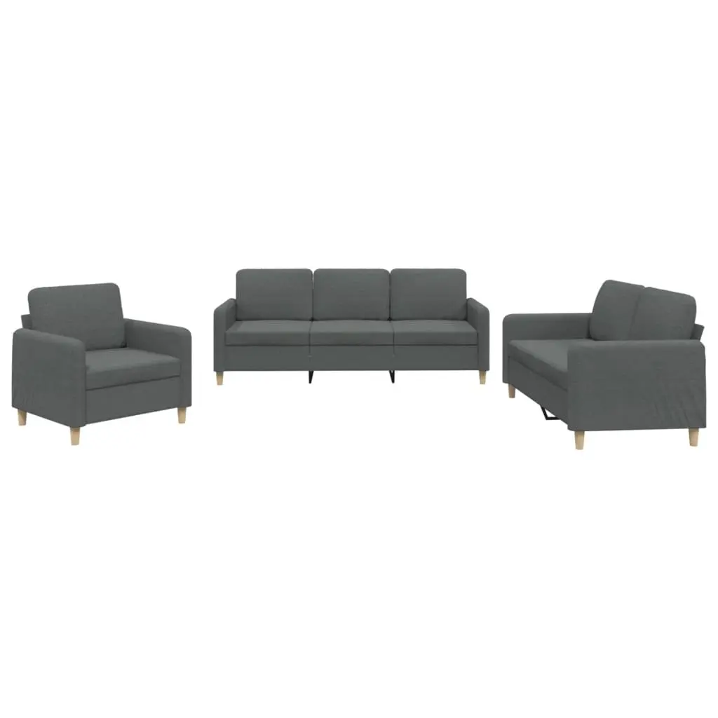 3 Piece Sofa Set in Grey for Lasting Comfort