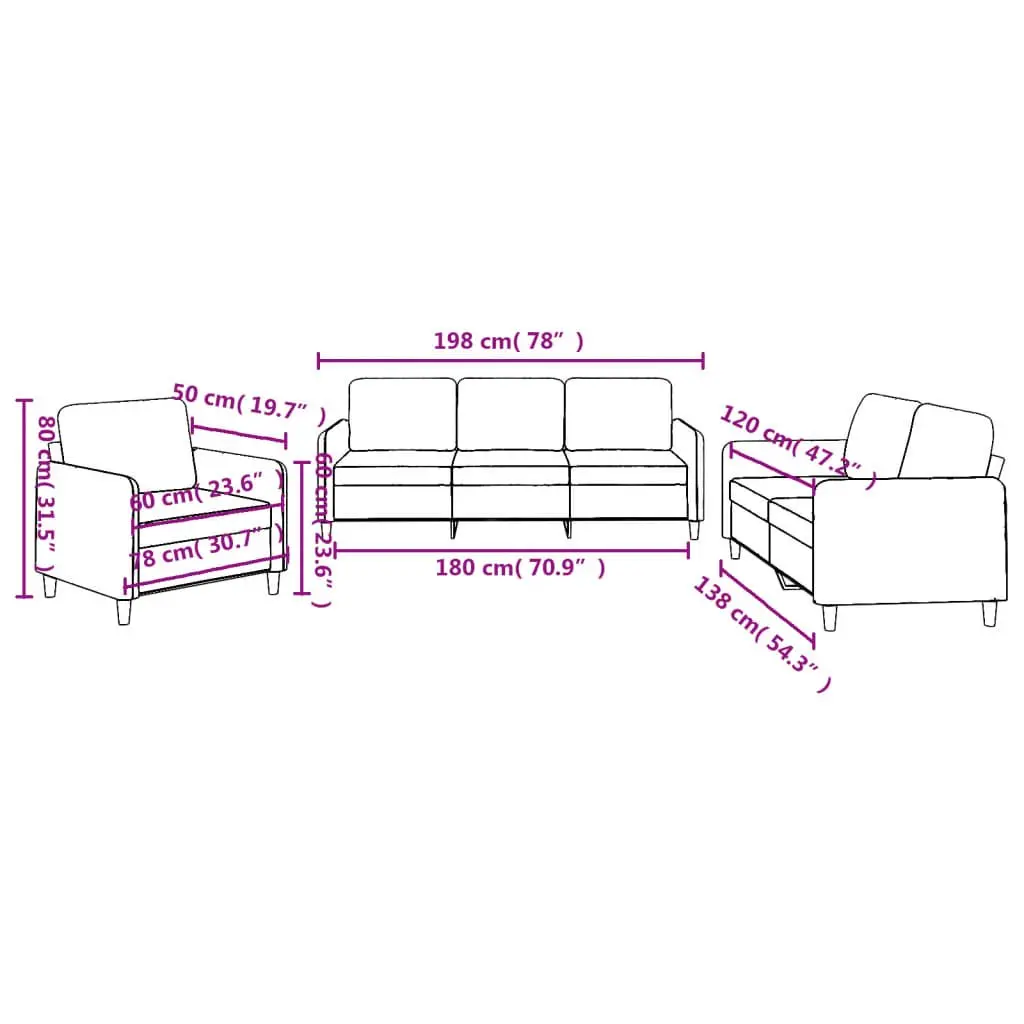 3 Piece Sofa Set in Grey for Lasting Comfort
