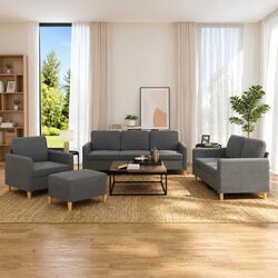 Value and Comfort: 4 Piece Grey Sofa Set
