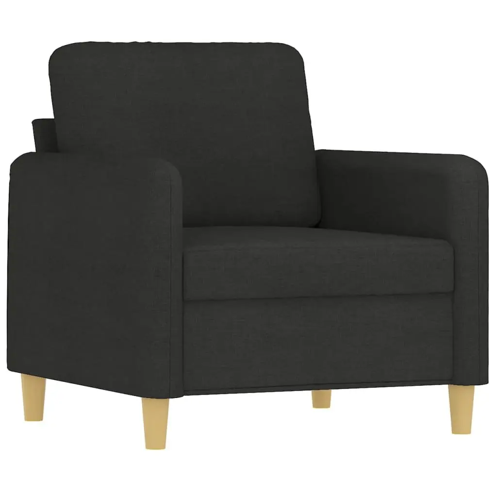 4 Piece Black Fabric Sofa Set