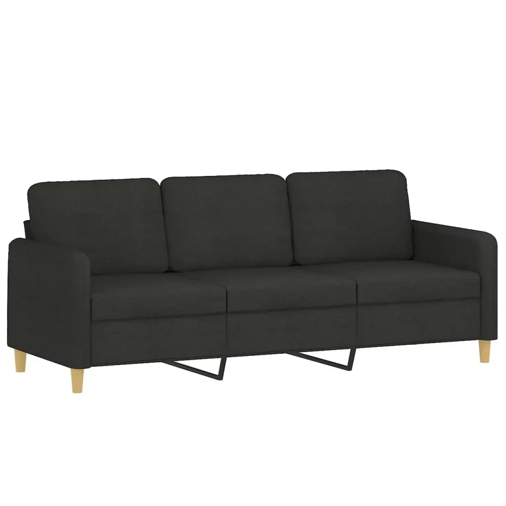 4 Piece Black Fabric Sofa Set