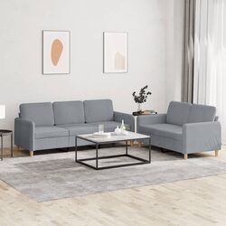 Affordable Light Grey 2-Piece Sofa Set with Comfort