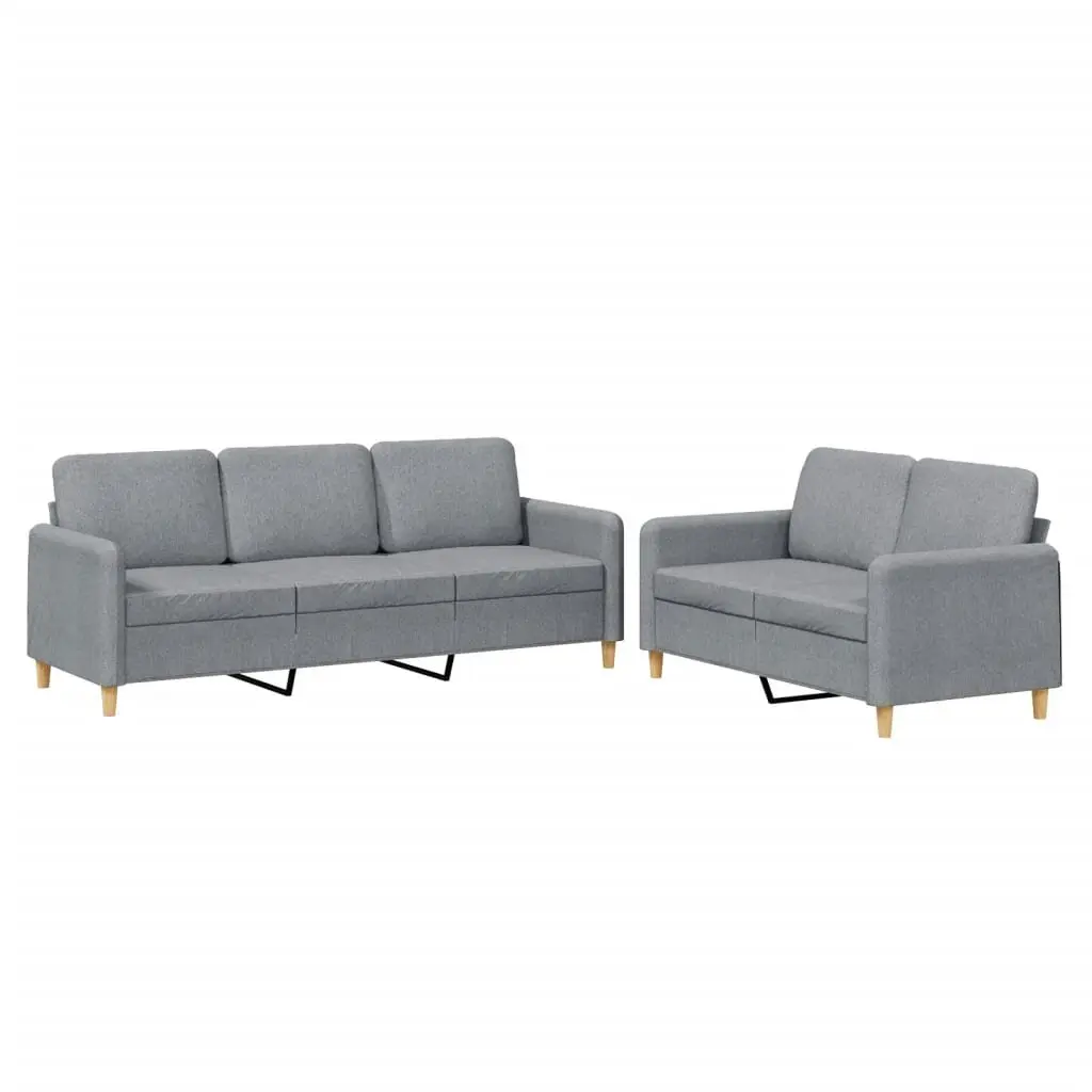 Sofa Set Living Room Lounge Suite 2 Piece Light Grey Fabric