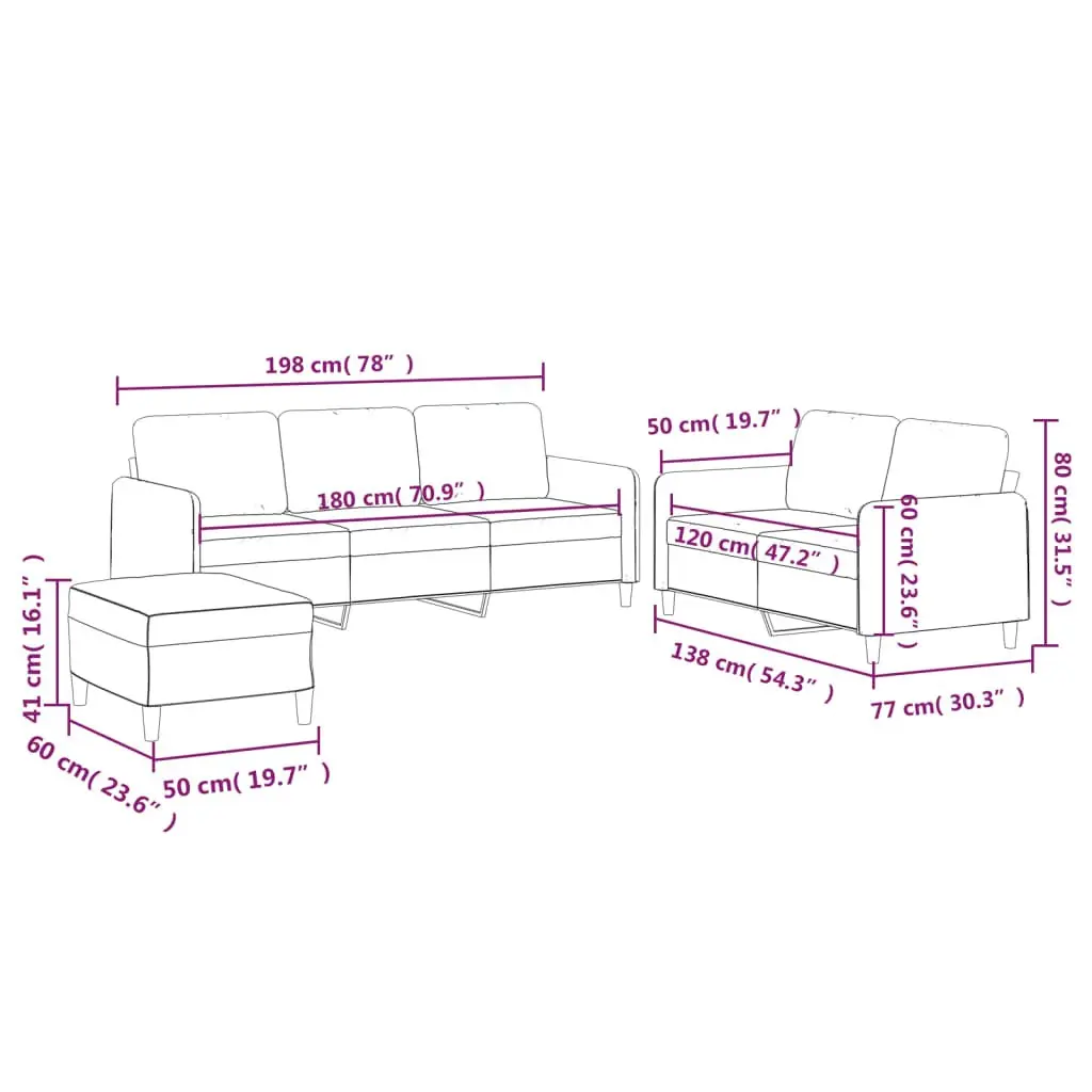 Grey Fabric Sofa Set 3 Piece Living Room Furniture Seating Relaxation