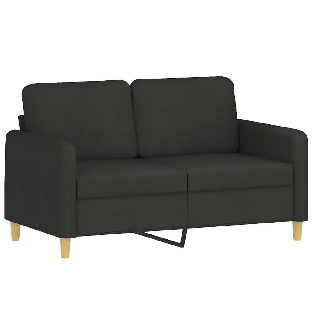 3 Piece Sofa Set with Cushions Black Fabric Lounge Couch Footstool Living Room