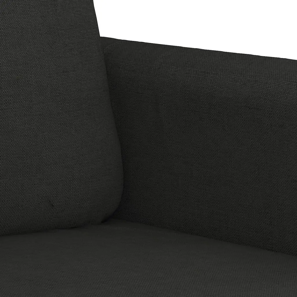 3 Piece Sofa Set with Cushions Black Fabric Lounge Couch Footstool Living Room