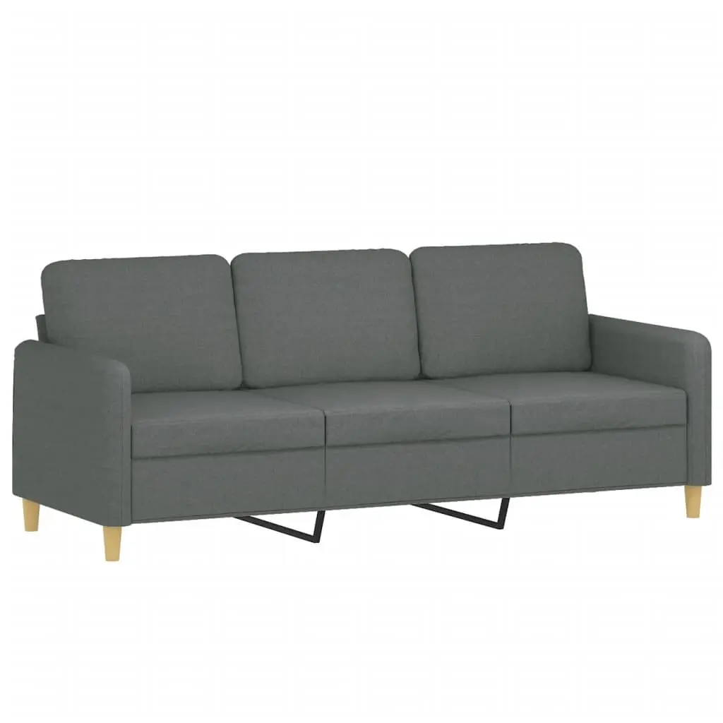 2 Piece Sofa Set Grey Fabric Couch with Pillows Comfortable Living Room Seating
