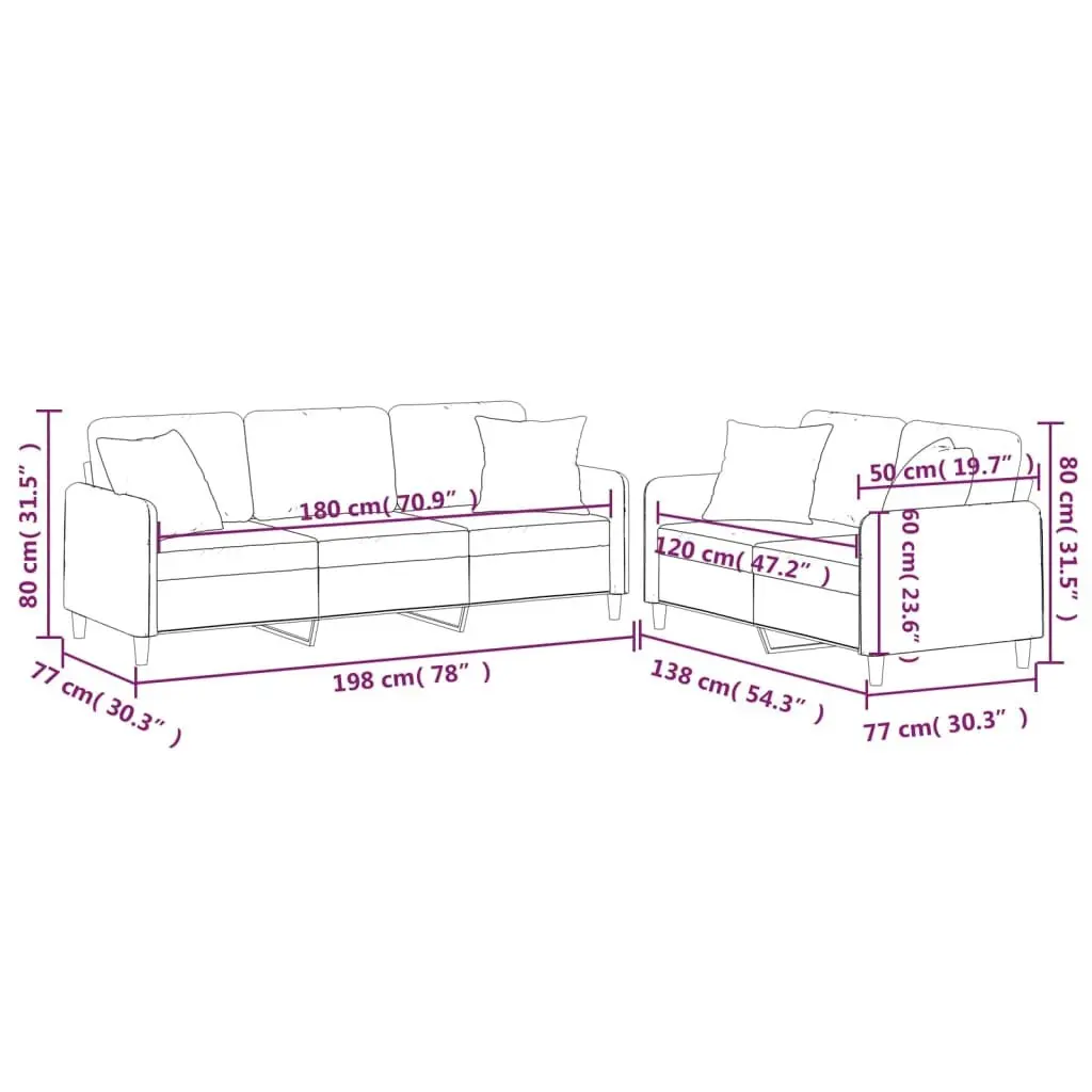 Black Fabric Couch Set with Throw Pillows