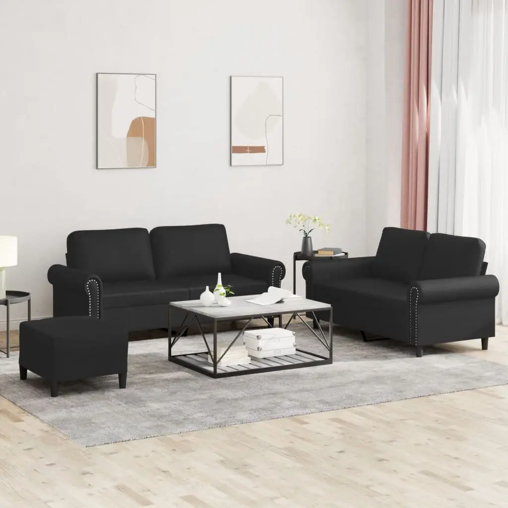 3 Piece Sofa Set with Footstool for Relaxation