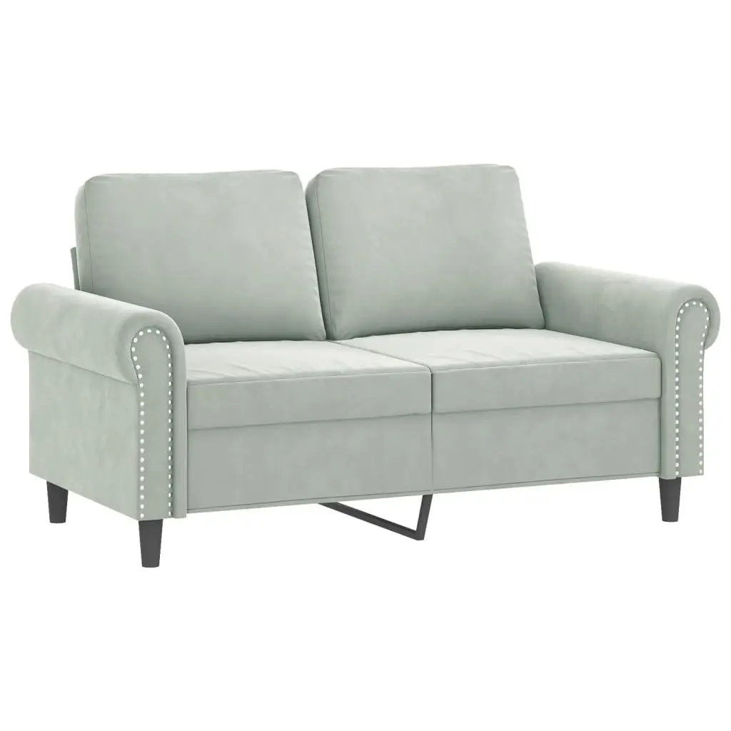 3 Piece Sofa Set Grey Velvet Lounge Suite Cushioned Armchair Couch Living Room