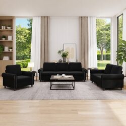 Practical Comfort with a Black Velvet Sofa Set