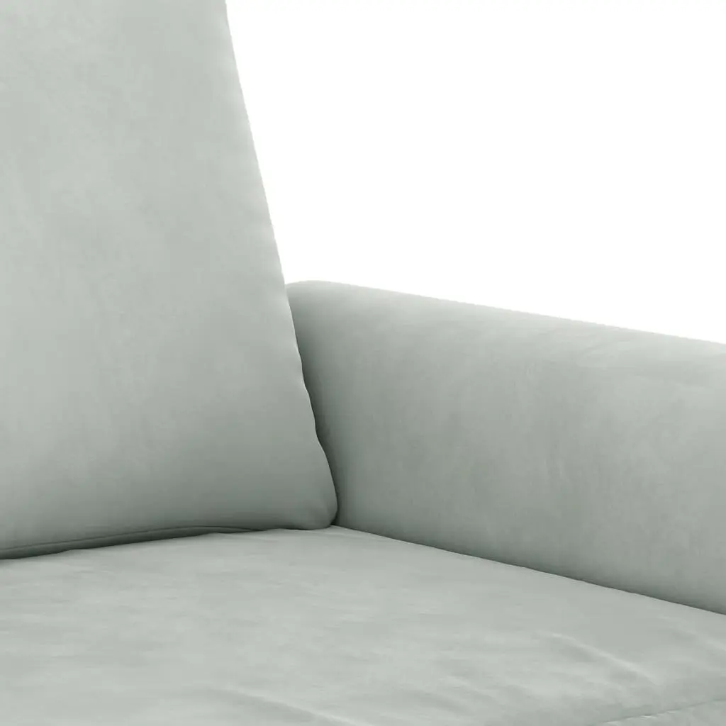 Sofa Set Grey Velvet Living Room Furniture 4 Piece with Cushions and Footstool
