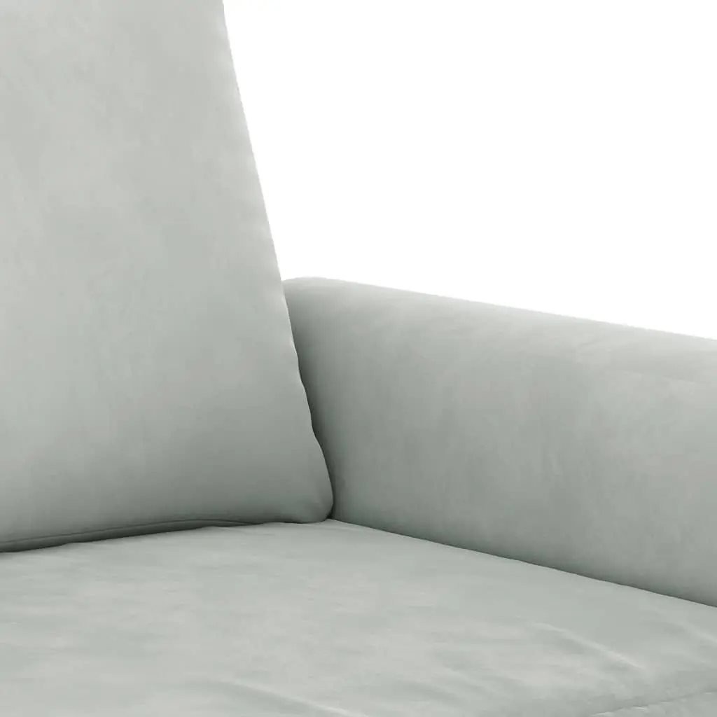 Grey Velvet 3 Piece Sofa Set with Pillows