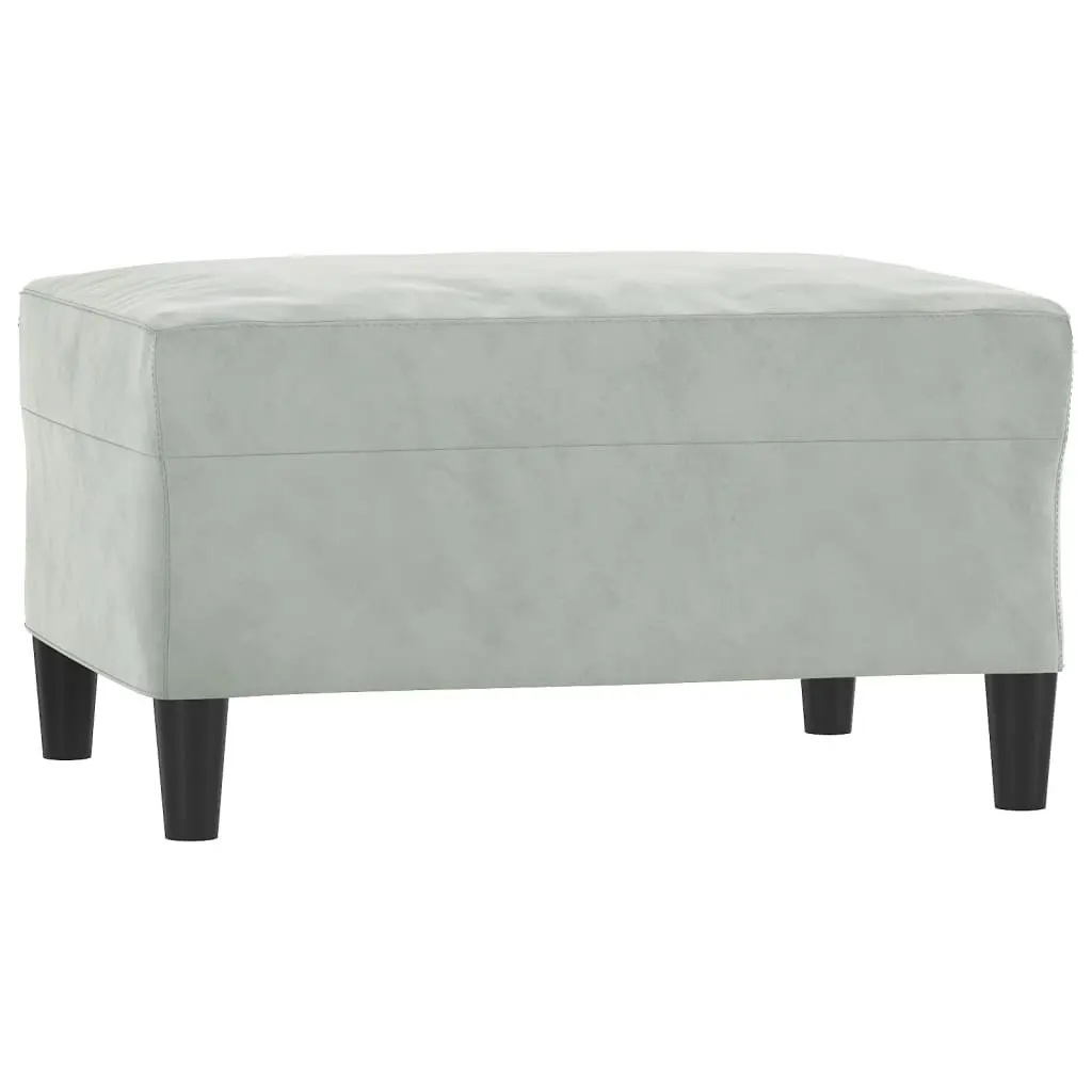 4 Piece Sofa Set with Throw Pillows Footstool Grey Velvet Living Room Furniture
