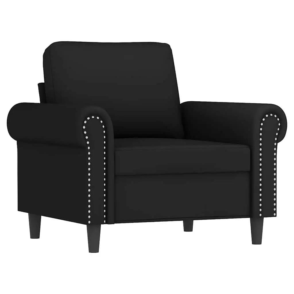 Sofa Set Living Room Couch Black Velvet 4 Piece with Throw Pillows and Footstool