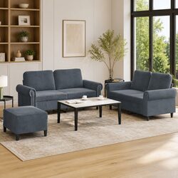 Warm and Inviting Grey Velvet Sofa Set