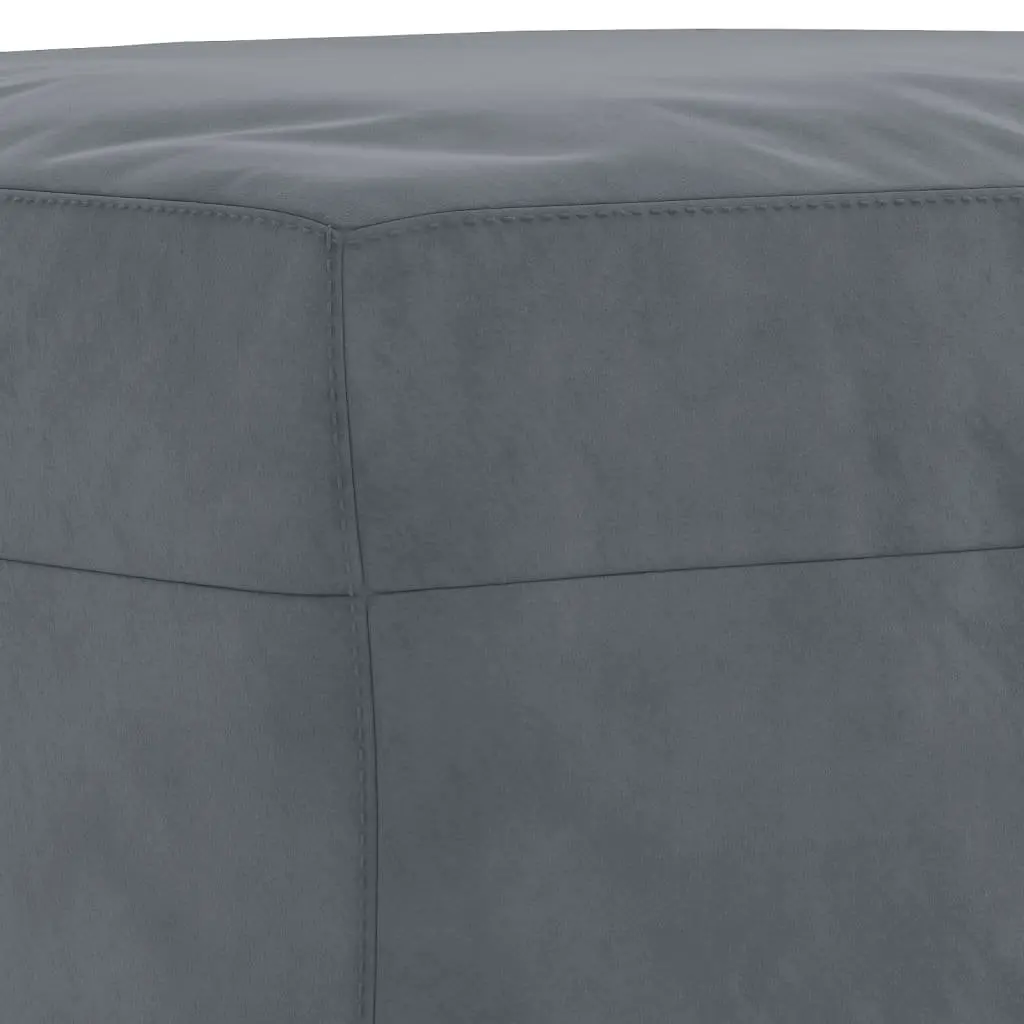 3 Piece Sofa Set Grey Velvet Lounge Suite with Footstool Cushions Living Room