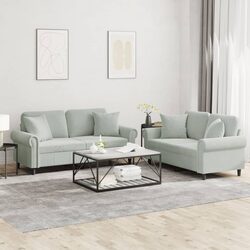 Grey Velvet 2 Piece Sofa Set