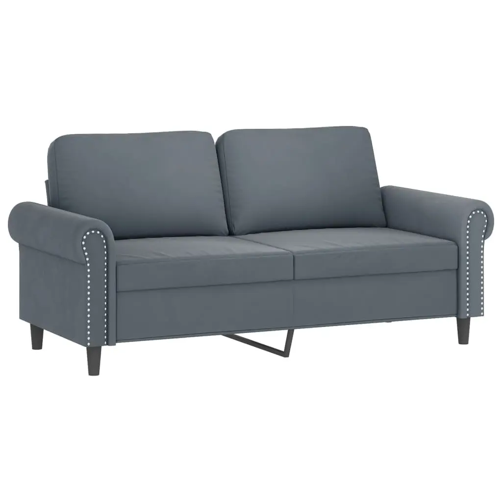 Sofa Set for Living Room Lounging 2 Piece Grey Velvet