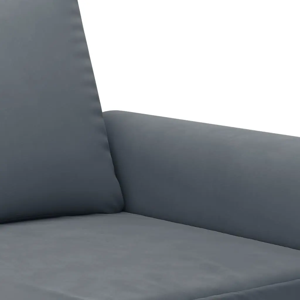 Grey Velvet Sofa Set with Pillows & Footstool