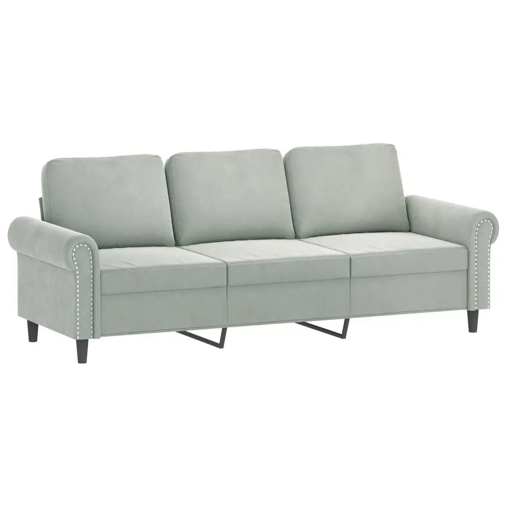 2 Piece Sofa Set with Cushions Grey Velvet Living Room Furniture Lounge Suite